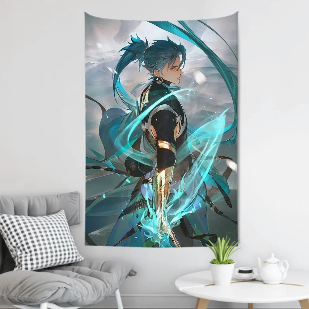 

Jiyan Game W-Wuthering Waves Гобелен Декор комнаты Настенная ткань Вечеринка Подвесной фон Декор комнаты Детская комната