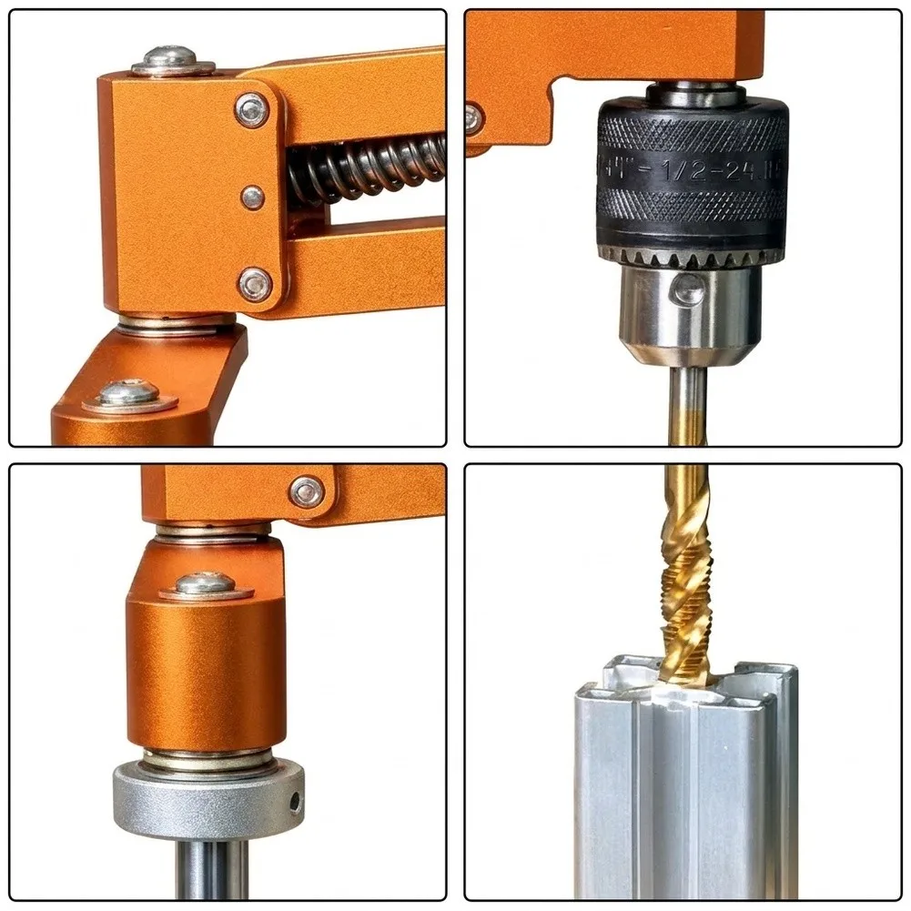 Tapping Support Arm for Hand Drills Aluminum Alloy Cantilever Bracket Horizontal Vertical Use 1.5 to 10mm Three Jaw Chuck