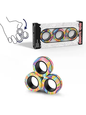 Magnetic Rings Fidget Toy Set Adult Fidget Magnets Spinner Rings Fidget Pack Great Gift for Adults Teens Kids (3PCS)