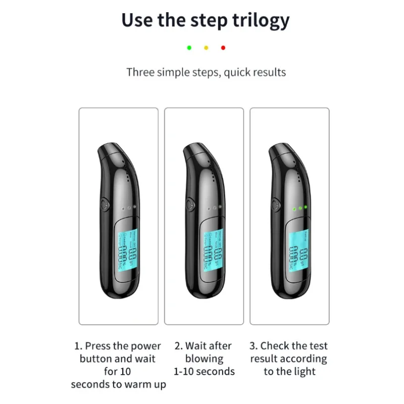 التنفس القابلة لإعادة الشحن الكحول Alcotester في حالة سكر شاشة الكريستال السائل الرقمية جهاز اختبار شرب الكحول المهنية كاشف الكحول اختبار القيادة