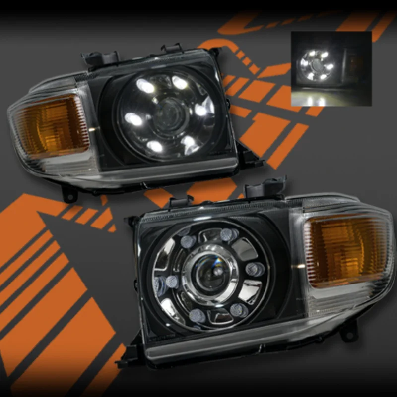 

Car Headlight Black LED for Toyota Land Cruiser 70 Series 2007-2022, FJ70 LC73 LC76 LC78 LC79