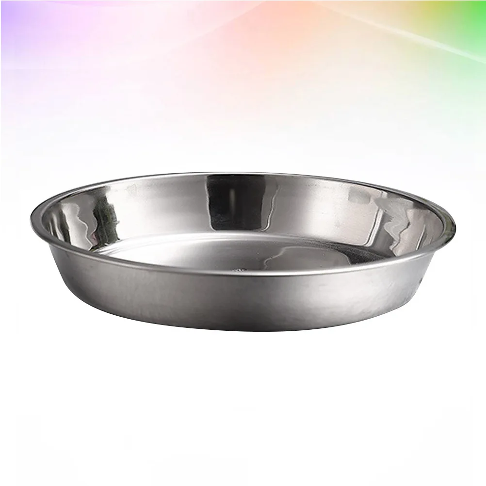 أطباق محمولة من الفولاذ المقاوم للصدأ مقاس 28 سم للاستخدام المنزلي والخارجي، طبق فضي من الفولاذ المقاوم للصدأ، مقلاة خبز الكيك