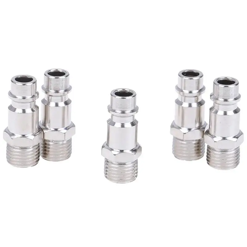 5pcs Copper Iron Euro Air Line Hose Fitting 1/4