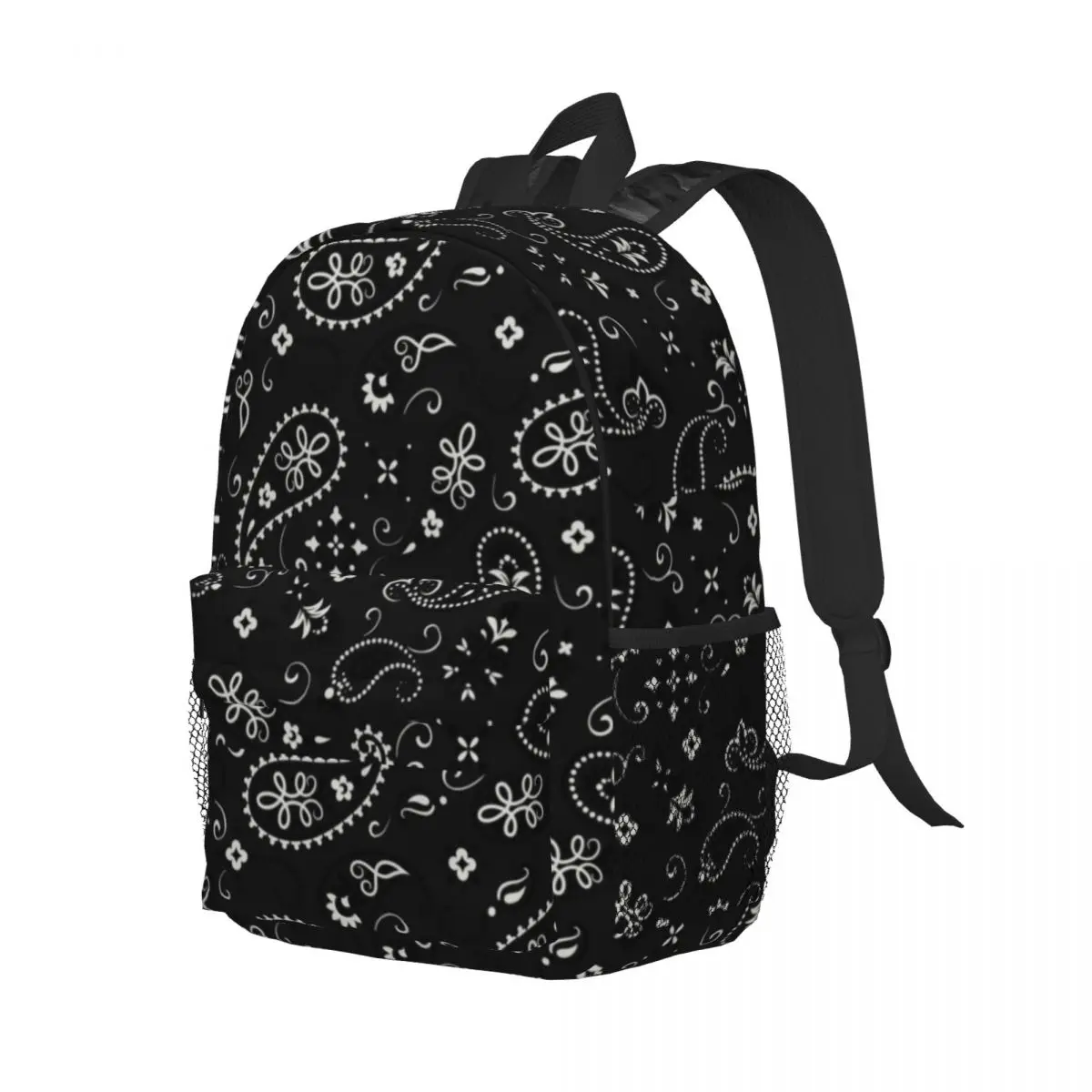 Black Bandana Backpacks for Men Women College School Students Bookbag Fits 15 Inch Laptop Paisley Western Cowboy Outlaw Bags