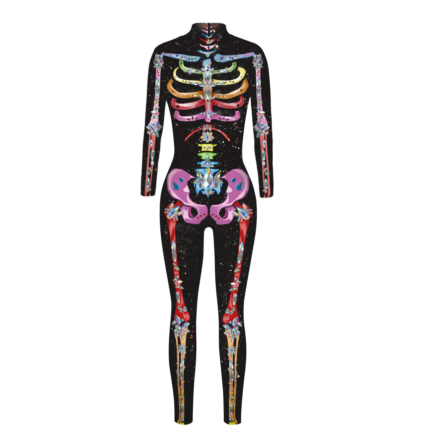 

Halloween Cosplay Skeleton Horror 3d Digital Printing Women's Sexy Slim Jumpsuit Carnival Party Dance Performance Costume Suit