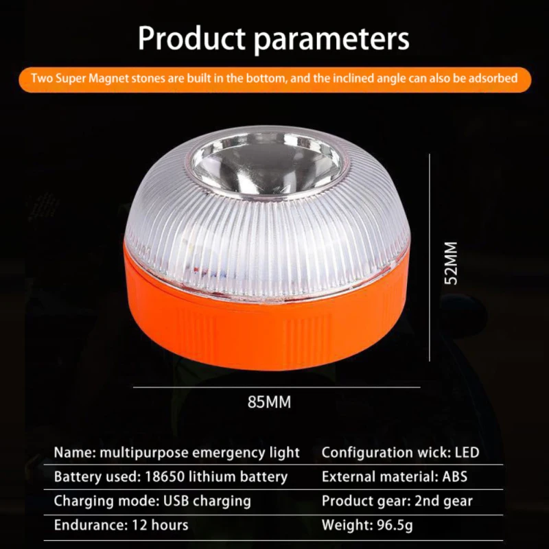 Car Emergency Light V16 Homologated Dgt Approved Car Emergency Beacon Light Rechargeable Magnetic Induction Strobe Light