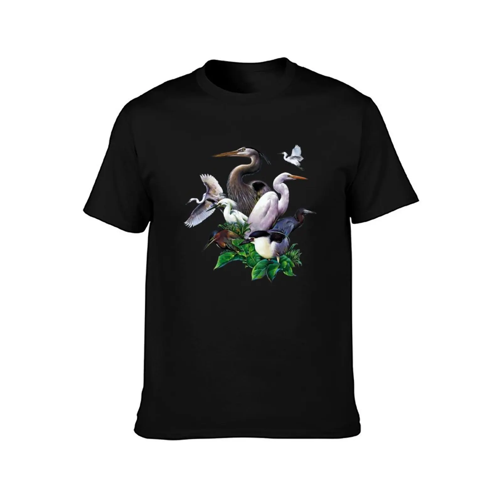 Heron Collage T-Shirt Large Size Basic Casual T-Shirt