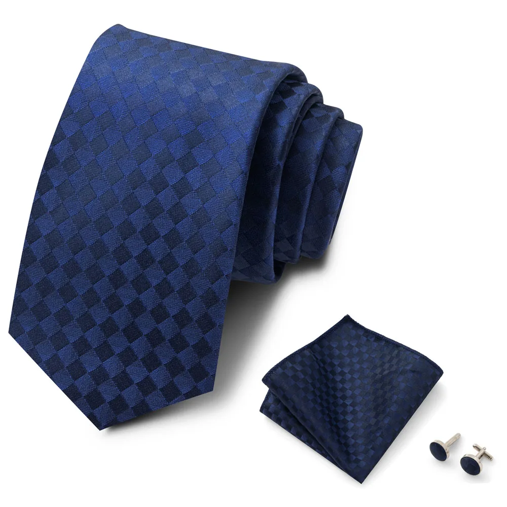Hochwertiges 8-cm-Krawatten-Einstecktuch-Set für Herren, schwarz, blau gestreift, Hochzeitsgeschenk, Krawatte, Anzug-Accessoires, passend für den Arbeitsplatz – Detail 38