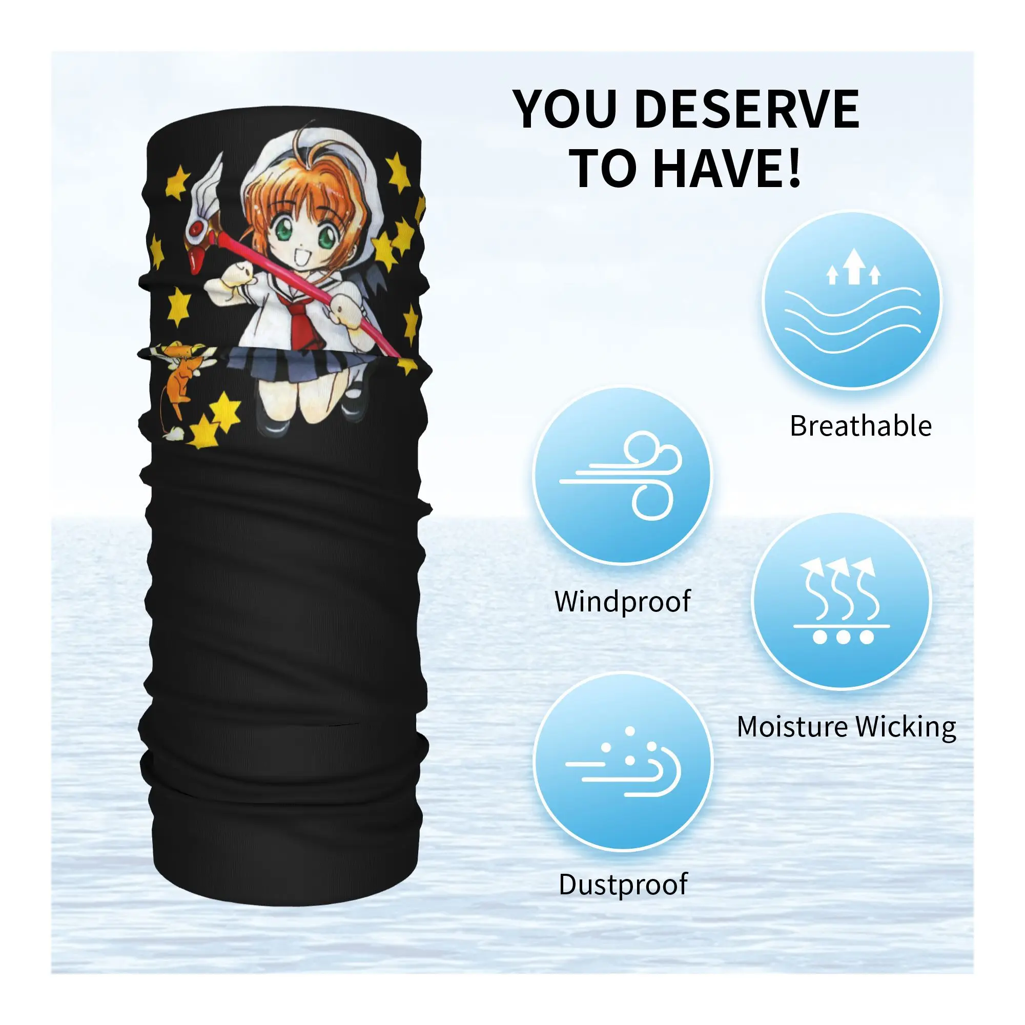 كاردكابتور ساكورا كيرو تشان كلو كارد ماجيك جيرل أنيمي كلاسيك كريمي مامي باندانا غطاء الرقبة وشاح الوجه قناع الوجه الدراجات