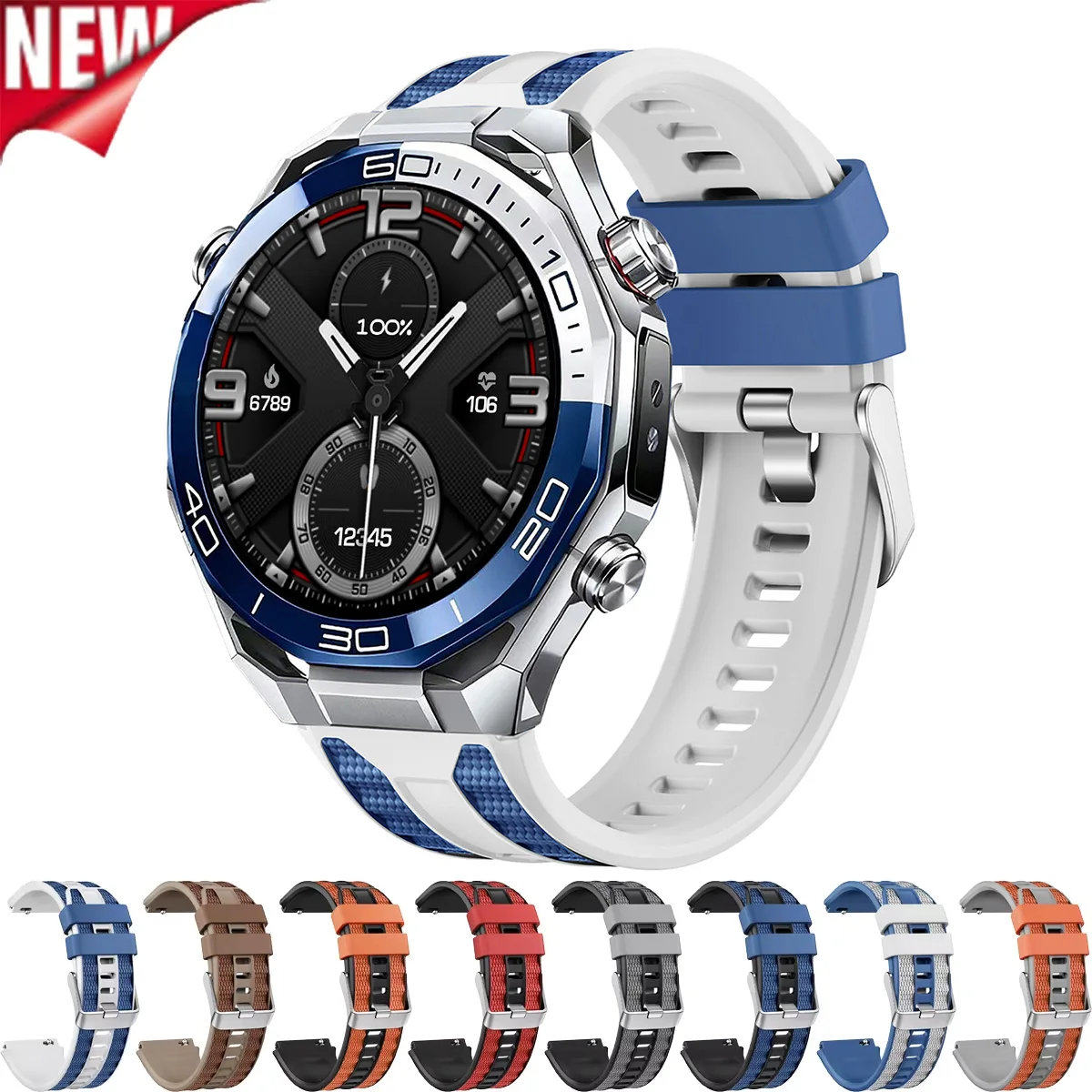 �y�Z�[�����z22MM�V���R���X�|�[�c�X�g���b�v Huawei�X�}�[�g�E�H�b�`Ultimate 2�p ���������o���h Huawei GT6 Pro/GT6 46mm�o���h�A�N�Z�T���[
