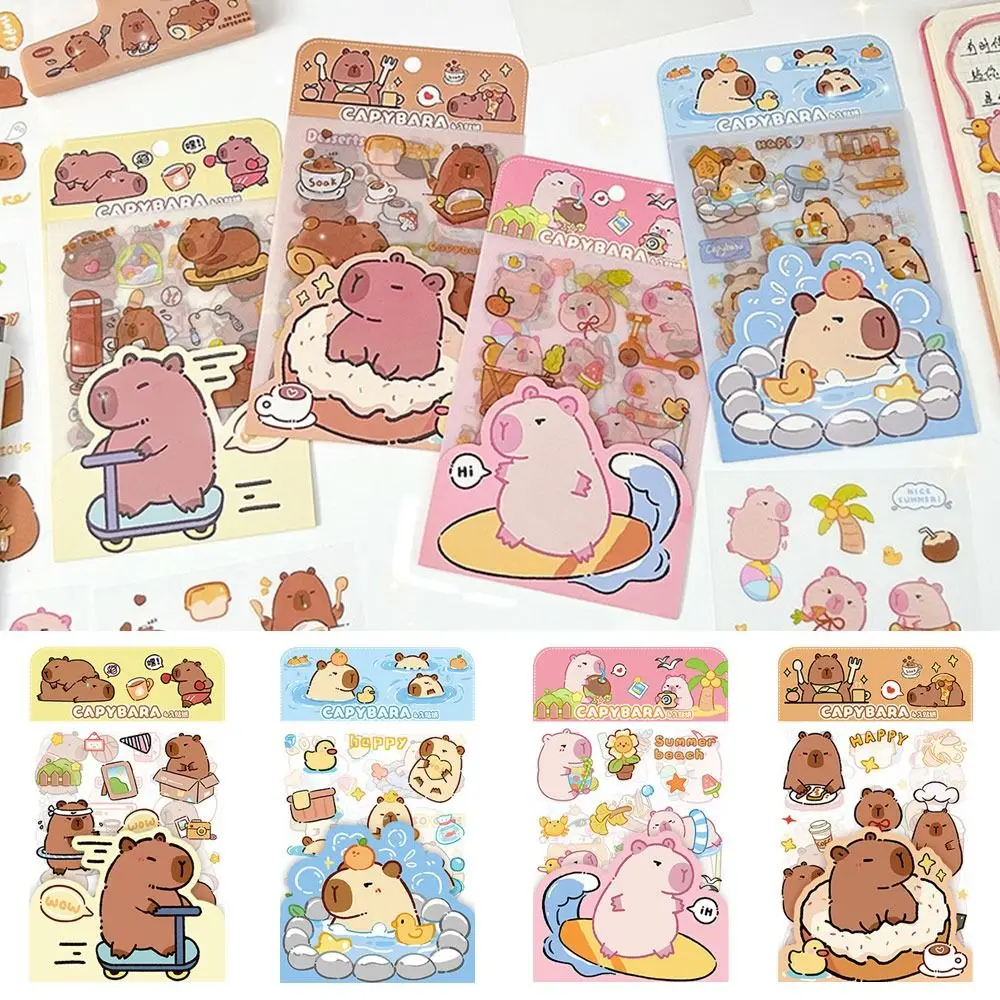 New PET Capybara Sticker Cartoon Material Scrapbooking Capybara Handbook Stickers Stationery Cartoon Decorative Stickers