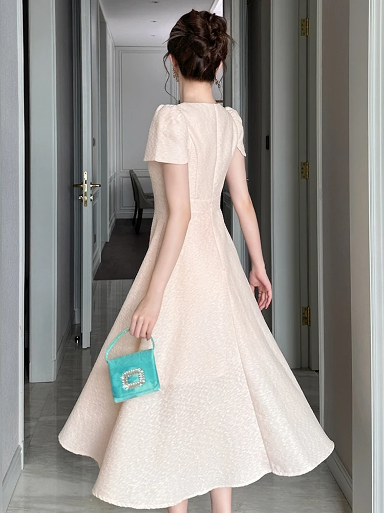 Luxury Elegant Ballชุดผู้หญิงที่ละเอียดอ่อนภาษาฝรั่งเศสคําประดับด้วยลูกปัดมุกพู่ผีเสื้อตกแต่งSwing Robe Party Vestido Mujer