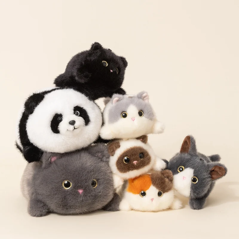 Cute Round Plush Animal Toy Soft Fluffy Sloth Panda Cat Raccoon Stuffed Doll for Adult Home Decor Birthday Gift