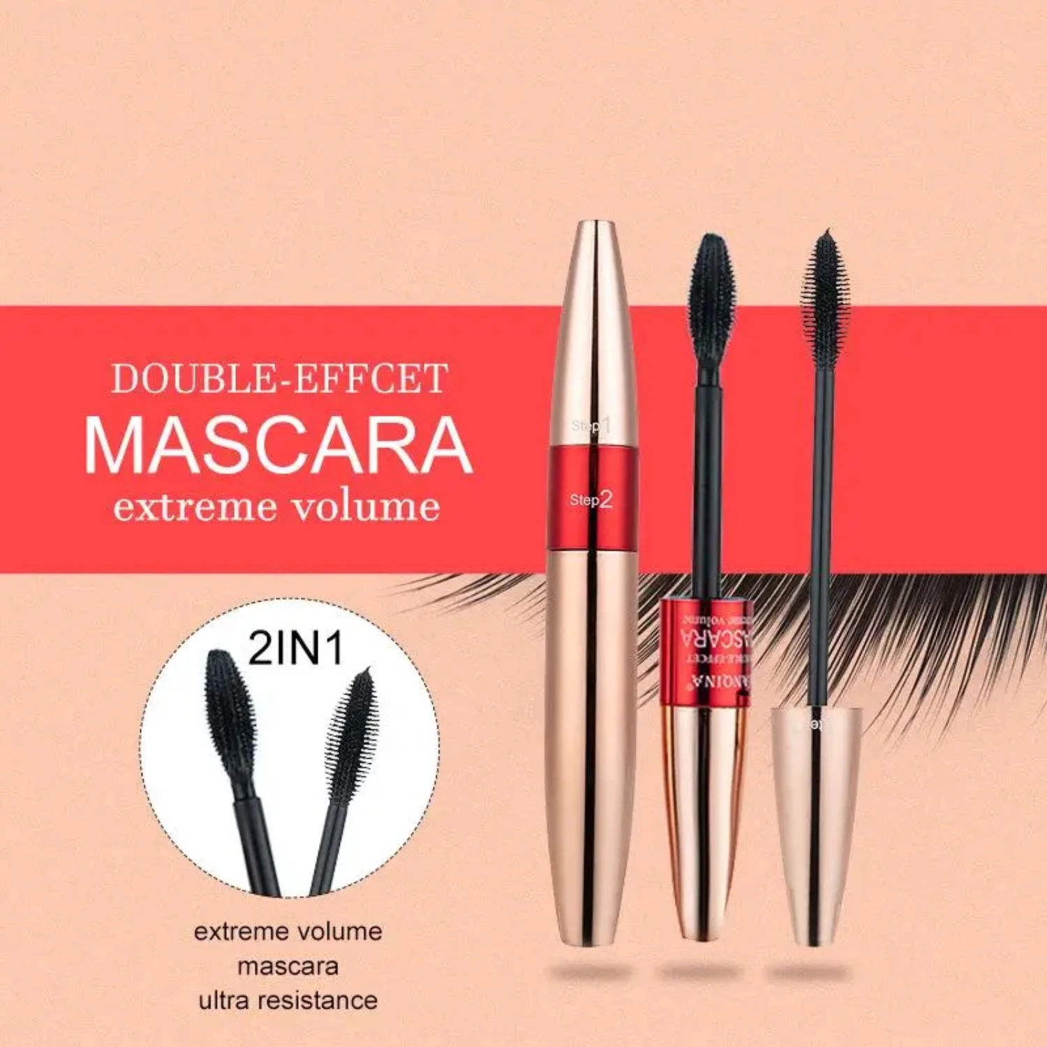 Mascara in fibra arricciante 4D spessa e non fiorita: formula impermeabile e di lunga durata per una copertura duratura del trucco Mascara Thrive Makeup