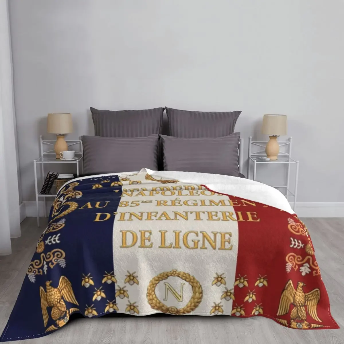 Napoleonic French 85th Regimental Flag REMASTERED Blanket Warm Fleece Soft Flannel Throw Blankets for Bed Couch Home Decor Gifts