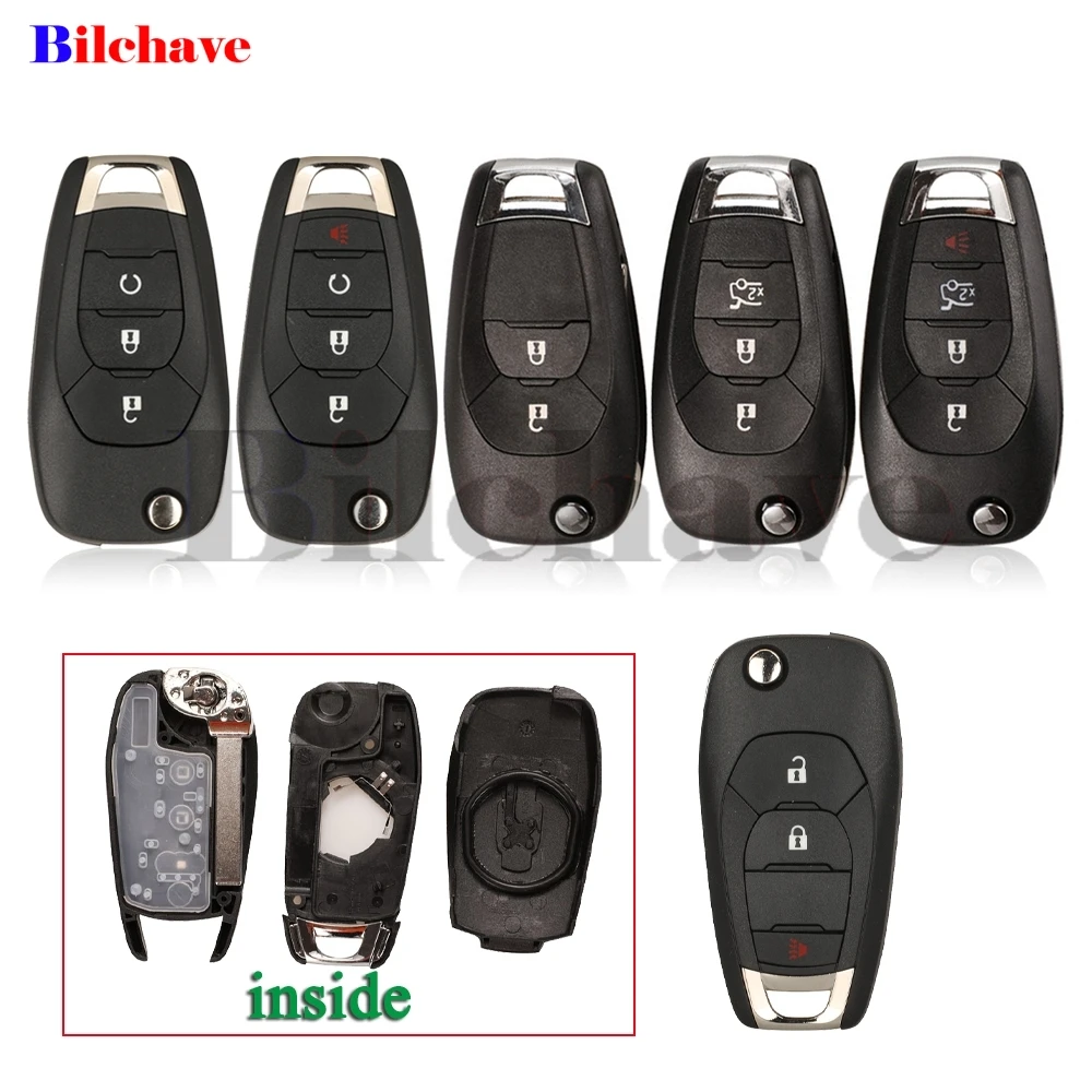 

jingyuqing 2/3/4 Buttons Modified Flip Remote Key Fob Shell Case for Chevrolet Cruze Aveo 2014-2018 fob Replacement HU100 Blade