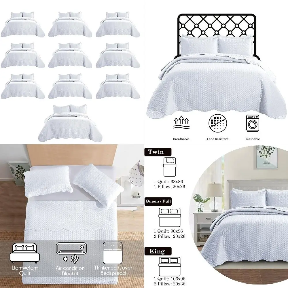 

Queen Quilt Bedding Set 90 x 96 Bulk Pack of 10 Wholesale for Hotels, Guest Bedroom amp Airbnbs Lightweight Microfiber Reversib