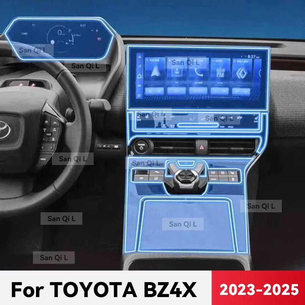 

For TOYOTA bZ4X 2023 2024 2025 TPU Car Navigation Screen Film Gearbox Protective Sticker Anti-scratch Interior Accessories