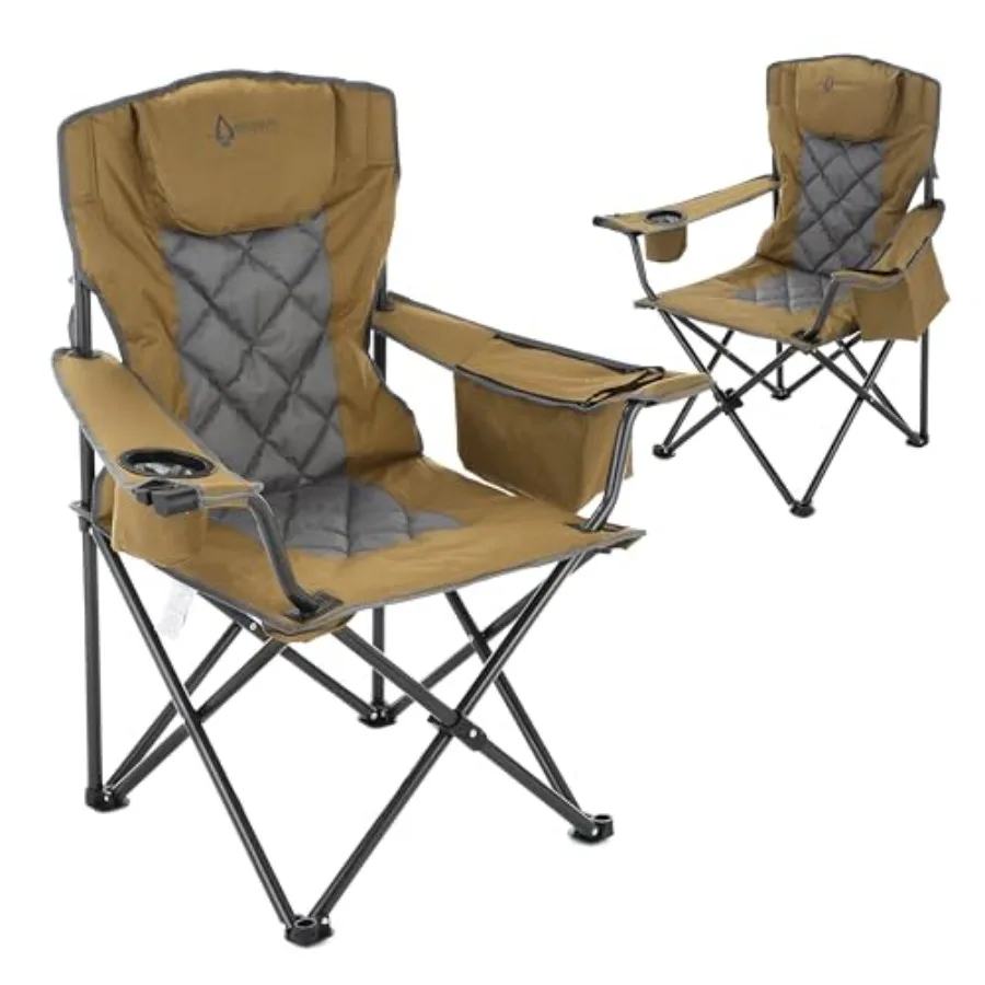 

Комплект из 2 портативных складных кемпинговых кресел-трансформеров с подставками для 6 банок/стаканов/бокалов, прочной сумкой для переноски и мягкими подлокотниками