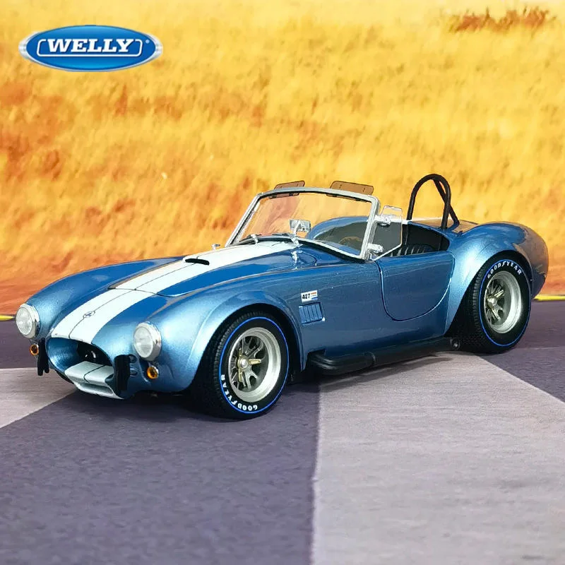 WELLY-Ford 1967 Shelby Cobra 427 S/C Modelo de Carro Esportivo Liga, Diecast Metal, Veículos Automotivos Clássicos, Modelo Simulação, Presentes