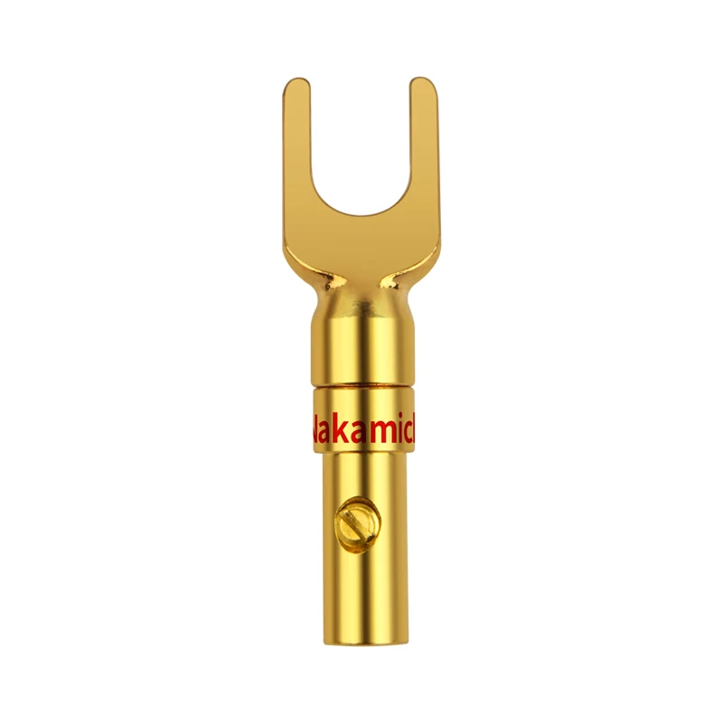 HIFI Brass Gold Plated Y Spade Speaker Plugs Audio Screw Fork Connector Adapter