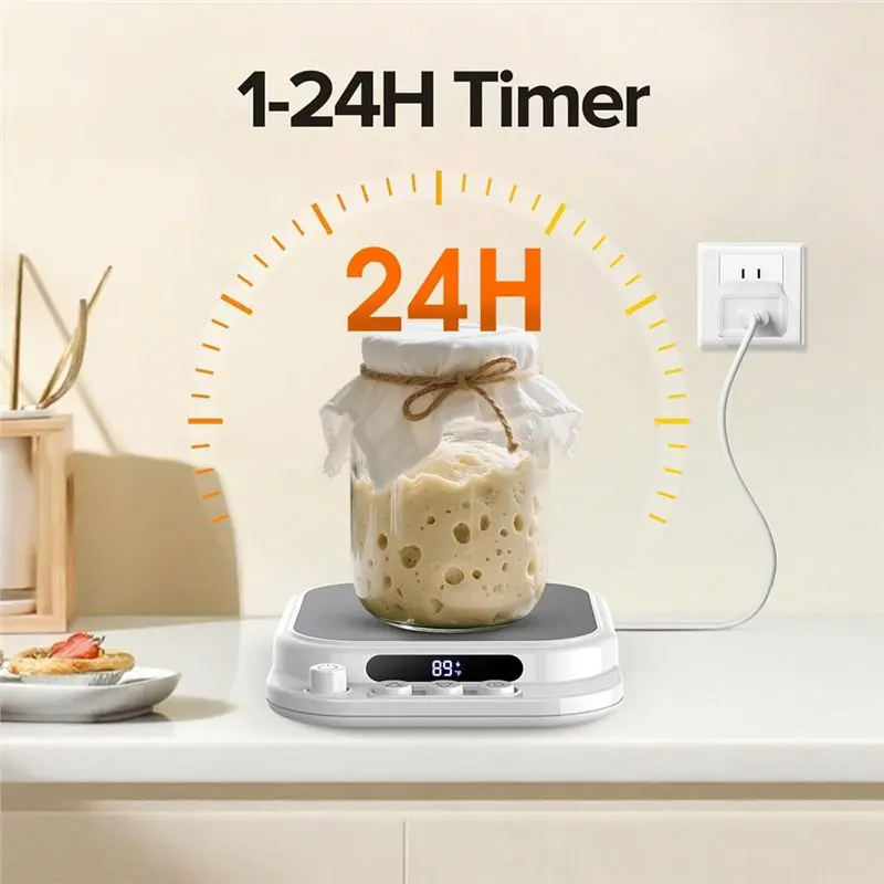 ABVI- سخان بداية العجين المخمر (التحكم في درجة الحرارة)، 70-130 °   نطاق F، مؤقت لمدة 24 ساعة، لجزء سفلي جرة مسطح/مقعر، قابس أمريكي