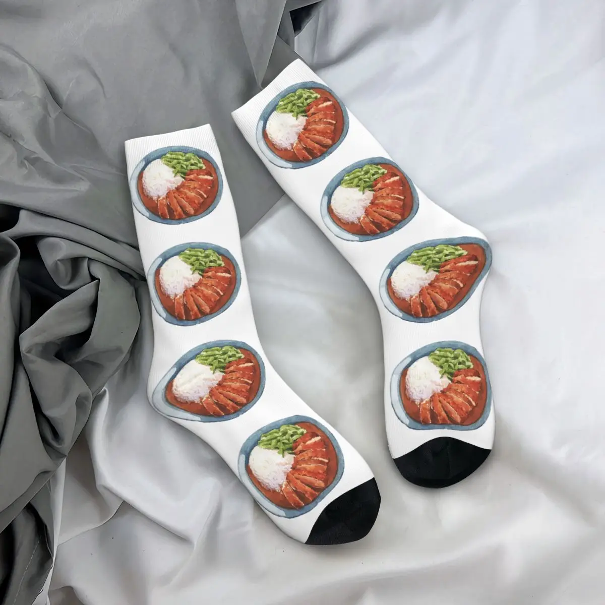 Calcetines japoneses de pollo Katsu Curry, medias Harajuku de alta calidad, calcetines largos para todas las estaciones, accesorios para regalo de cumpleaños Unisex