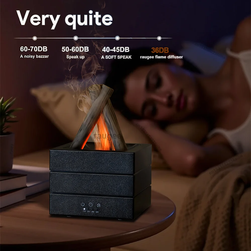 Flammenbefeuchter, Duftdiffusor, Aroma-Luftbefeuchter, Aromatherapie-Diffusor für ätherische Öle mit Nachtlicht und Fernbedienung – Detail 7