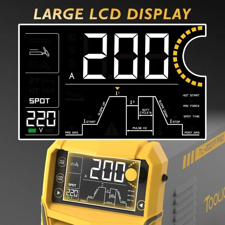 Welder with Pulse Multifunctional Welding Machine DC TIG/Spot TIG/Pulse TIG/Stick 110&220V Dual Voltage with Large Digital