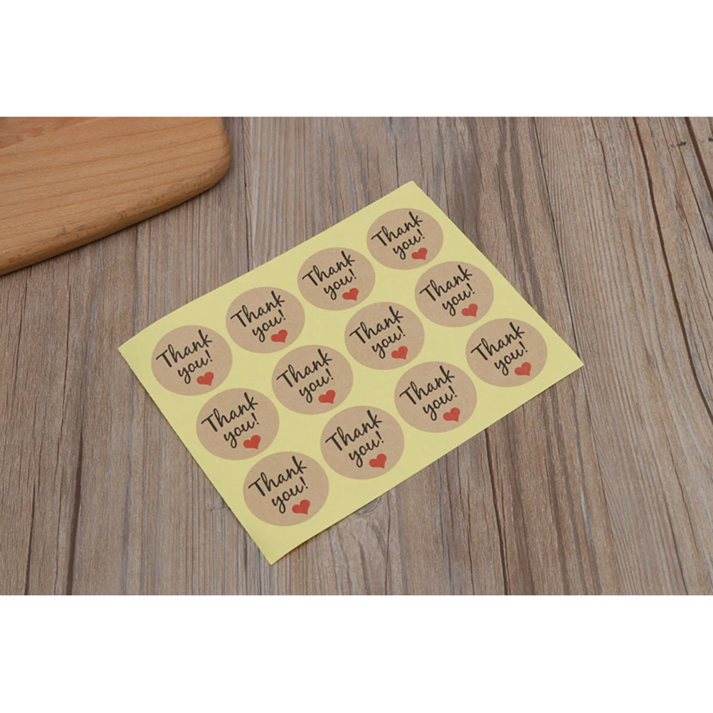 

50pcs Round Kraft Paper Stickers Circle Gift Decorative Labels for Wedding Anniversary H made Crafts Sealing Thank You Cards