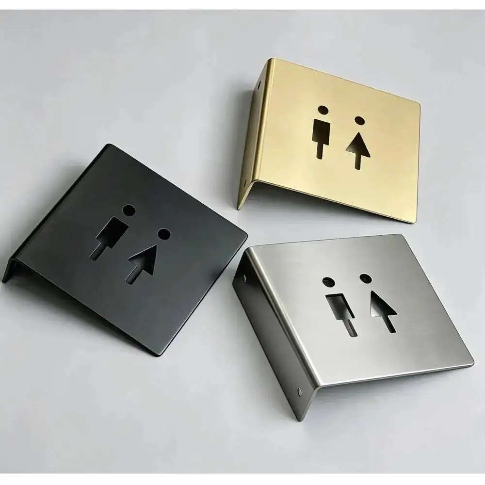 1 x hohles WC-Schild aus Edelstahl zur Wandmontage, Türschild für öffentliche Toiletten, Identifikationsplakette – Detail 7