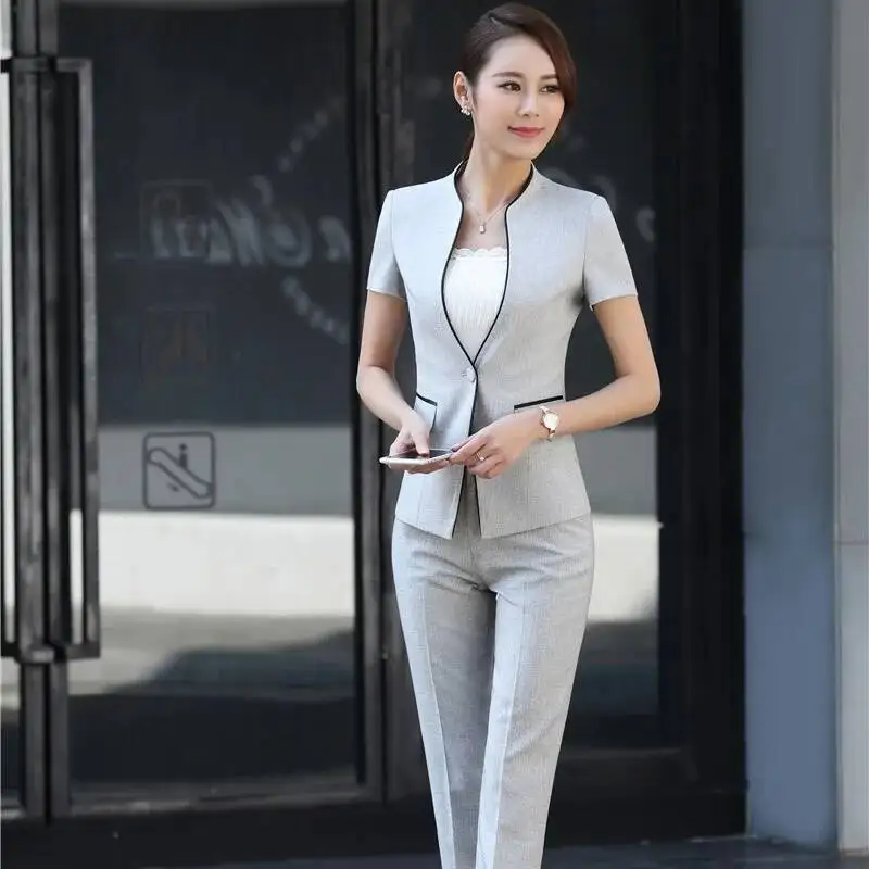 

Novelty Summer Formal Professional Business Women Suits With Jackets And Pants Female Trousers Sets OL Styles Blazers Outfits