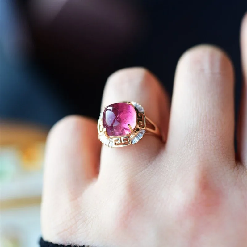 New in High quality exquisite gentle translucent pink crystal rings for women palace and Romantic weddings elegant jewelry gift