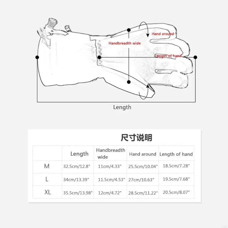 ถุงมือสโนว์บอร์ดกันน้ำ 340F กระเป๋าซิปถุงมืออุ่นฤดูหนาวสำหรับสภาพอากาศหนาวเย็น