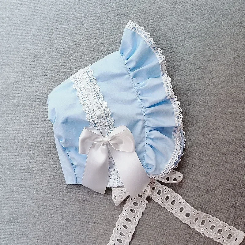 Peregrino vittoriano Cofano Lolita Girl Vintage Ruffles Cameriera Accessori per costumi cosplay Cappello con fiocco in pizzo per le donne Regalo Berretto di zucca