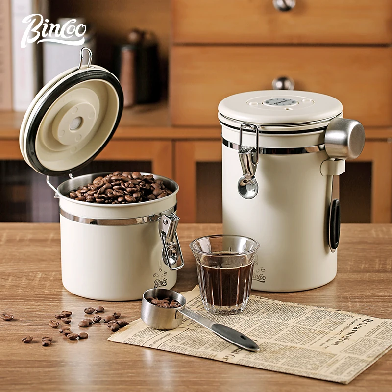 

Bincoo Coffee Bean Airtight Container 1200/1500/1800ML Vacuum Seal Airscape Coffee Storage Stainless Steel Kicthen Storage