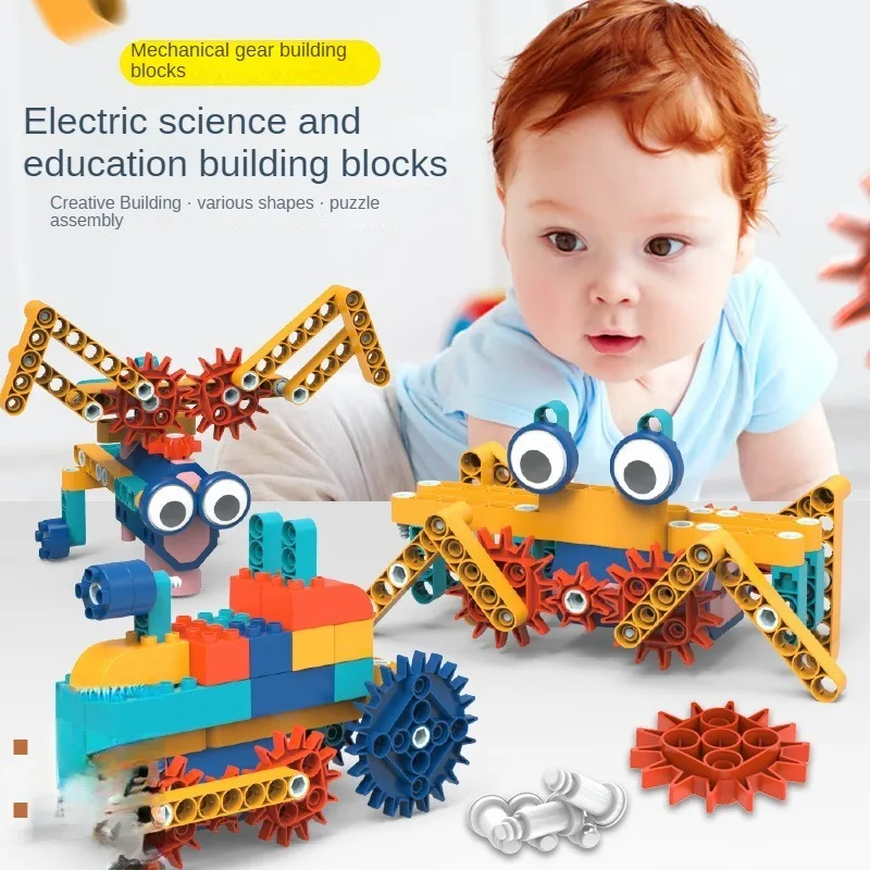 116pcs electric gear science education building blocks assemblaggio di particelle giocattolo educativo meccanico