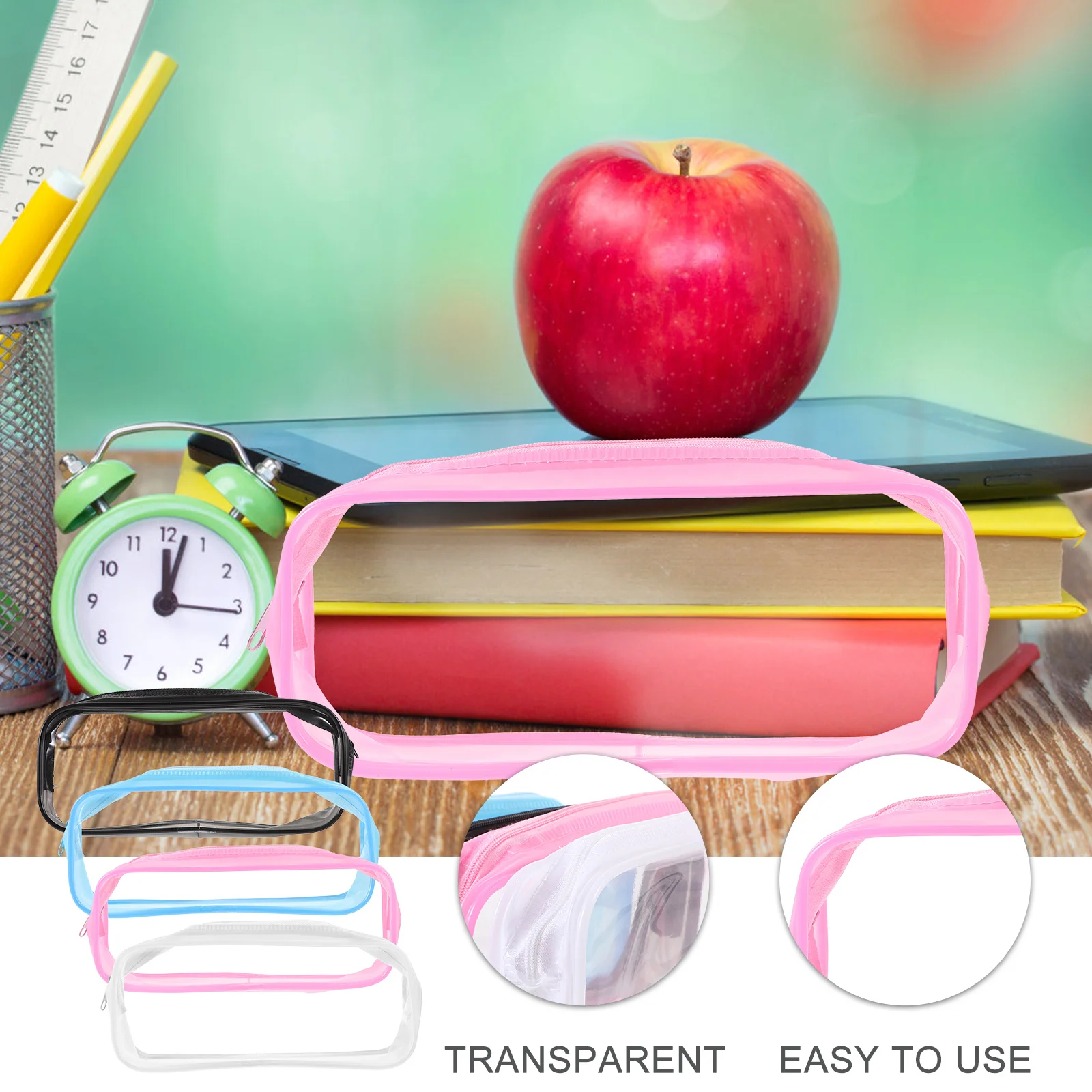 4Pcs Multi-Color Pencil Bag Large Capacity Waterproof Stationery Organizer for School Office Supplies Pen Storage with Smooth