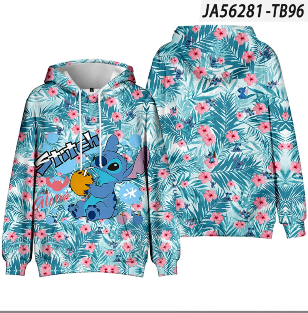 2024 New  Stitch Anime Fashion Men\'s Spring 3D Printed Kids Hoodie Women\'s Tops Street Style Casual Hoodie y2k