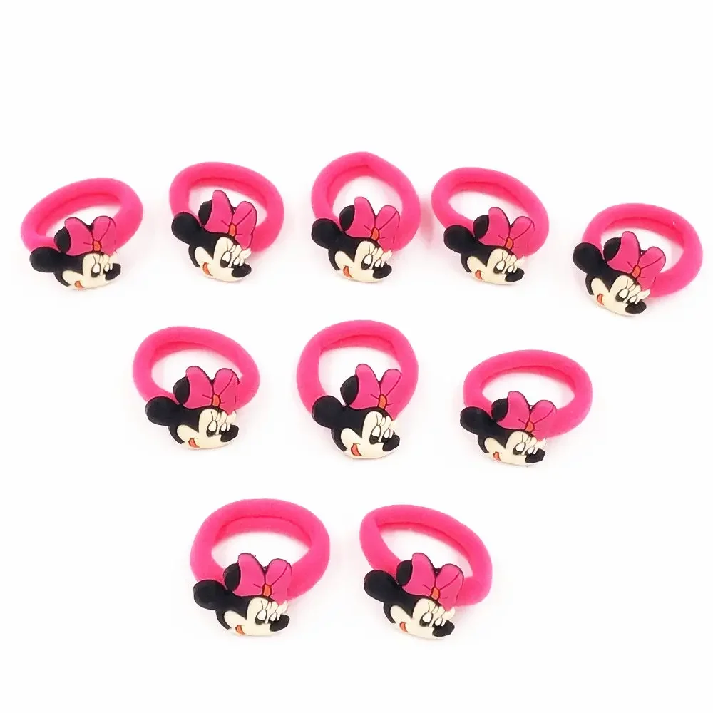 10PCS Mickey Minnie Disney Elastische Haar Gummiband Stirnband Haar Zubehör Mädchen Cartoon Haar Gum Haar Bögen Koreanische