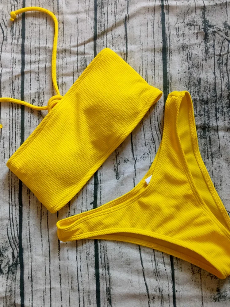 UETEEY, Bikini Sexy liso con cordones y espalda descubierta, conjunto de 2 piezas para mujer, Bikinis divididos para vacaciones en la playa, nuevo traje de baño de verano 2025, conjunto de Bikinis