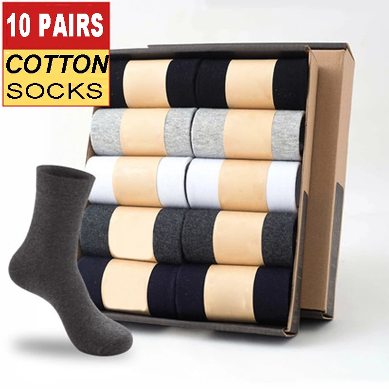 10 paia di calzini di cotone di alta qualità da uomo d\'affari Casual calzini traspiranti calzini da uomo per l\'equipaggio regali calzini per quattro