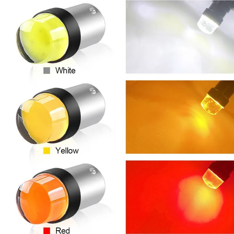 

10 шт. 1156 P21W BA15S PY21W BAU15S Лампа 12 В COB 7443 7440 W21W 1157 BAY15D P21/5 Вт Светодиодный указатель поворота красный желтый белый