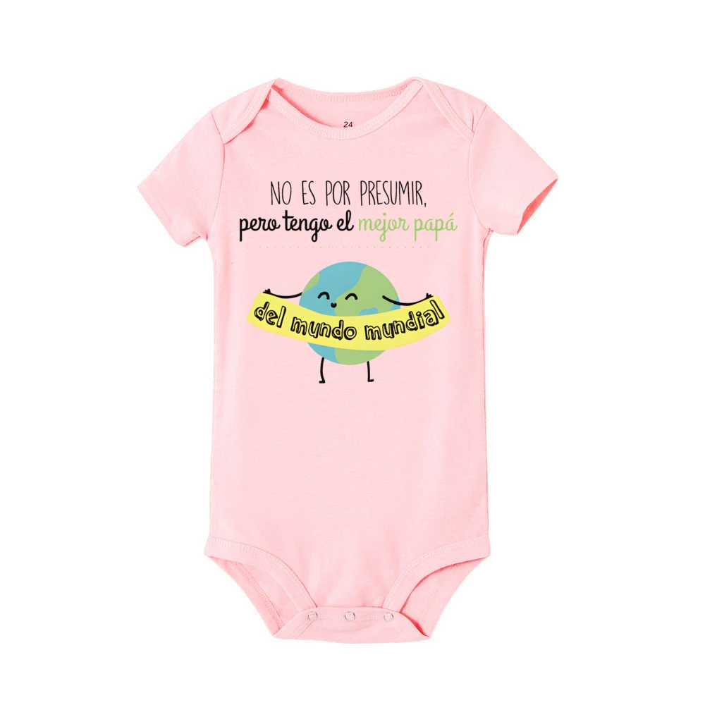 I Have A Best Dad in The World Spanish Printed Baby Romper Funny Newborn Summer Bodysuit Infant Short Sleeve Jumpsuits Clothes