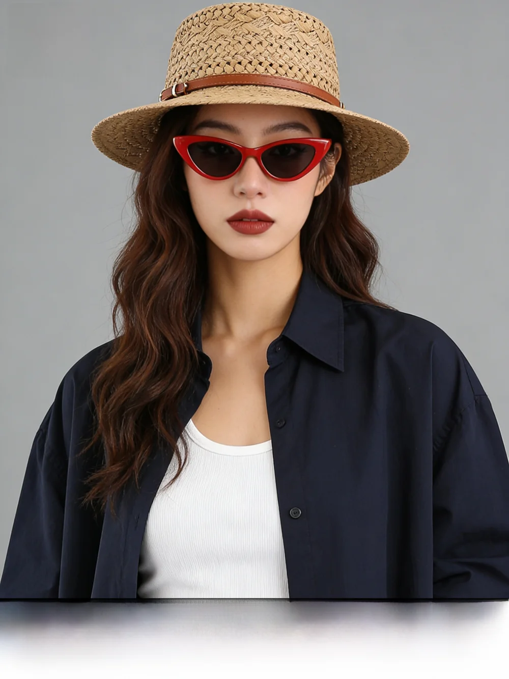 rouiiefao-retro-flat-top-straw-hat-women's-summer-hollow-out-breathable-beach-vacation-sun-protection-hat-handmade-non-folding