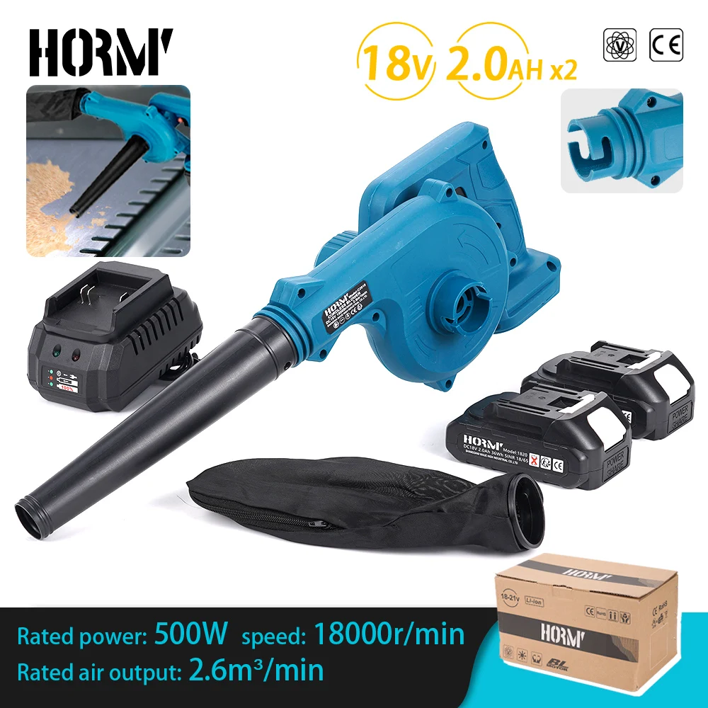 

18V Blower Hair Dryer And Vacuum Cleaner Rechargeable Hair Dryer Cordless Electric Leaf Blower For Lawn Care For Makita 2.0Ah