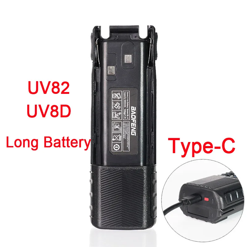 baofeng uv 82 battery for walkie talkie rechargable batterior can charge with Type-C for uv82 baofeng battery Wireless set