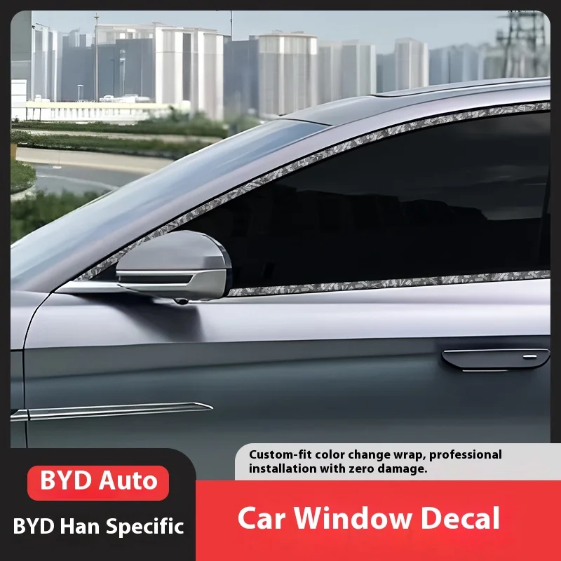 ل BYD Han DMI/EV نافذة كروم حذف عدة الكسوة الفارس الأسود و قذيفة الوردي الفينيل تراكب التفاف فيلم لملحقات تصفيف السيارة