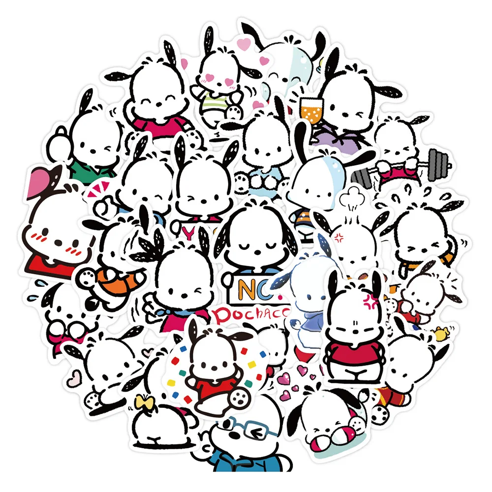 10/30/50pcs Cute Cartoon Sanrio Pochacco Graffiti Stickers Decals Fridge Laptop Phone Kawaii Decoration Sticker Kids Toy Gift