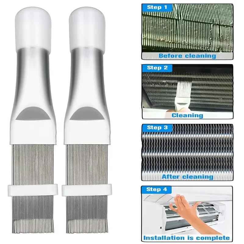 Air Conditioner Fin Cleaning Comb Stainless Steel Condenser Radiator Fin Brush Cleaner Repair Tool Coil Comb Household Cleaning